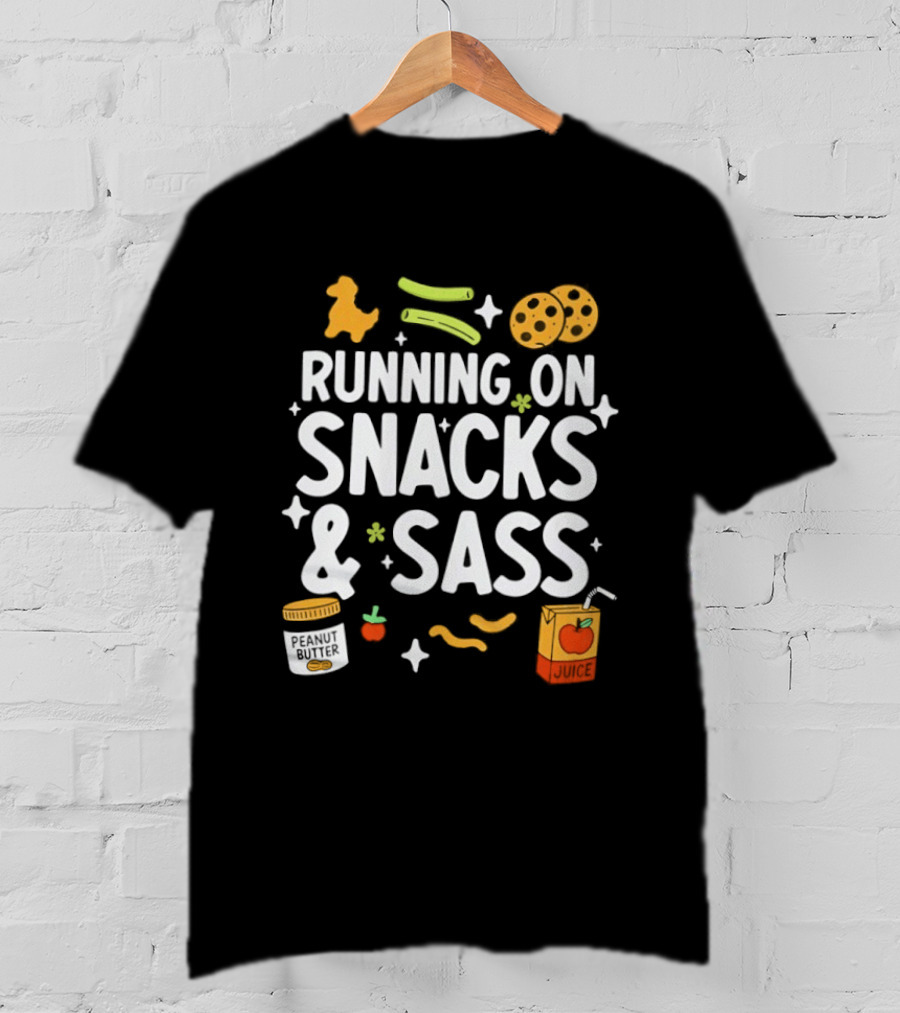 Running On Snacks & Sass Gummy Bears Juice Box Chips Cookies T-Shirt