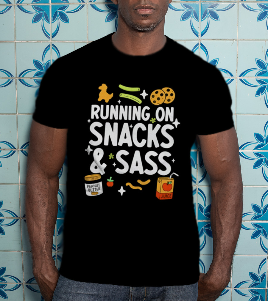 Running On Snacks & Sass Gummy Bears Juice Box Chips Cookies T-Shirt