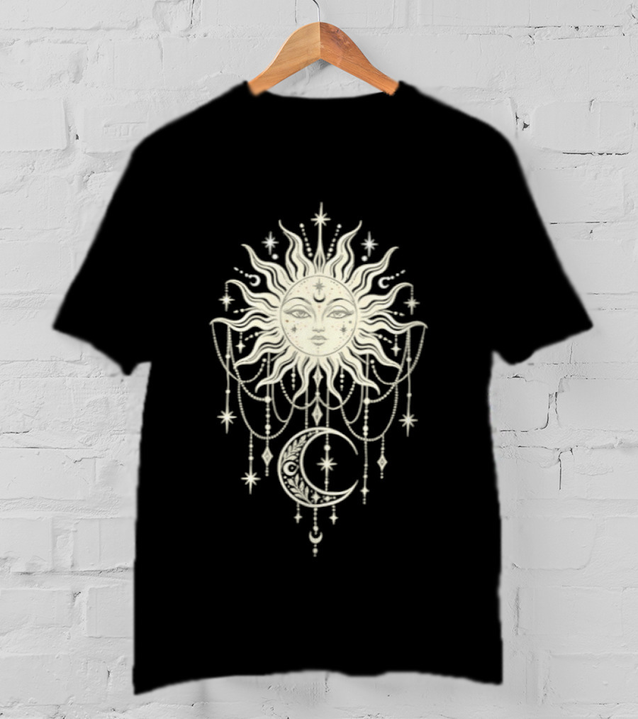 Sun And Moon Celestial Mandala Boho Aesthetic T-Shirt