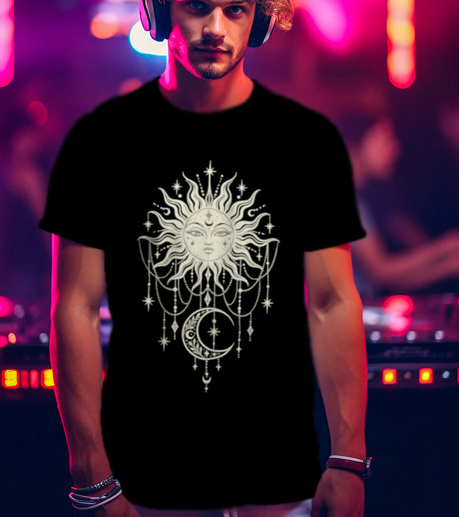 Sun And Moon Celestial Mandala Boho Aesthetic T-Shirt