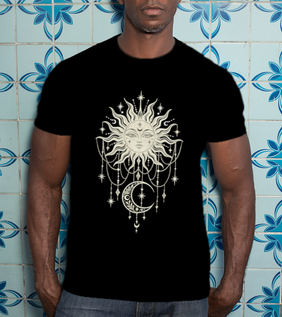 Sun And Moon Celestial Mandala Boho Aesthetic T-Shirt