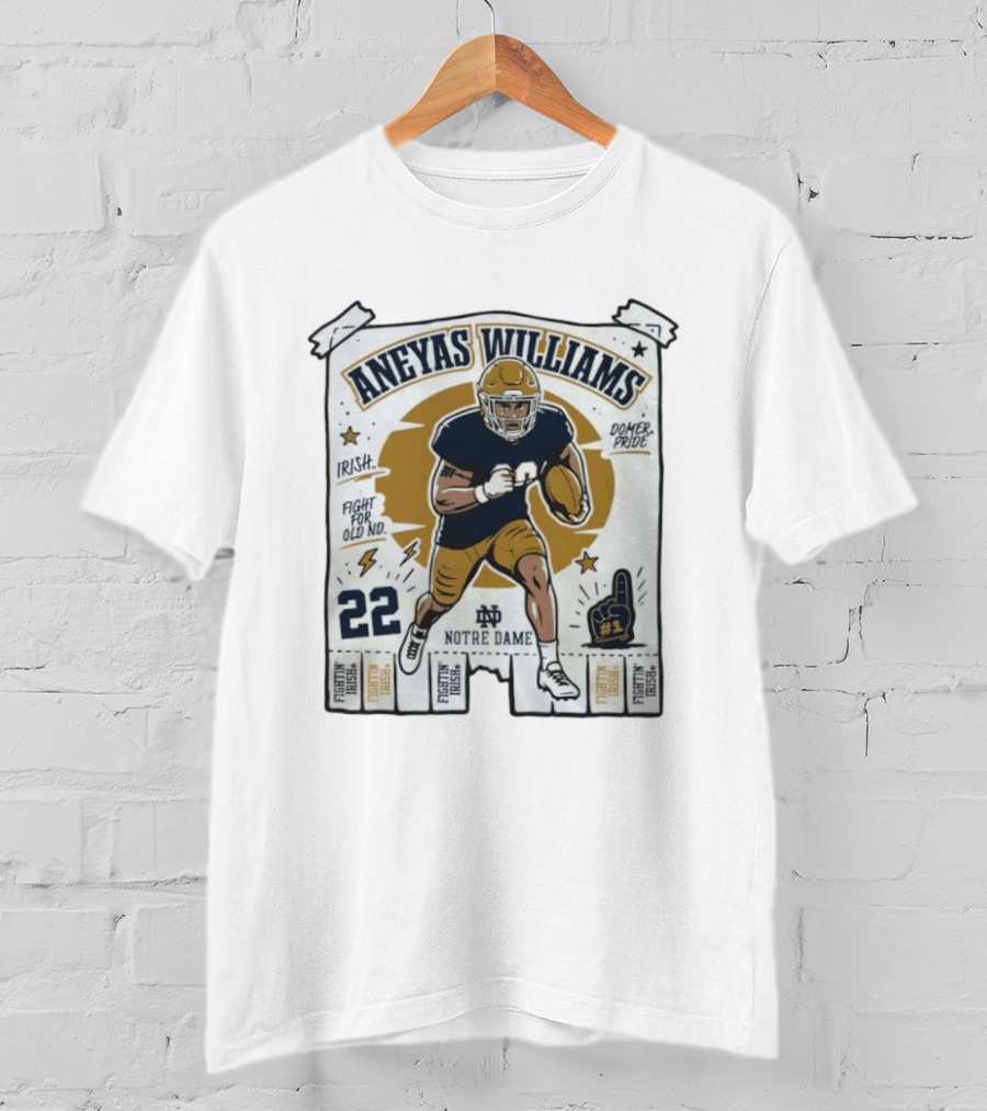 Aneyas Williams 22 Notre Dame Fighting Irish Football Irish Domer Pride T-Shirt