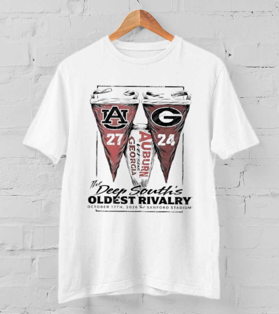 Auburn Vs Georgia Deep South's Oldest Rivalry October 17th 2026 Sanford Stadium T-Shirt