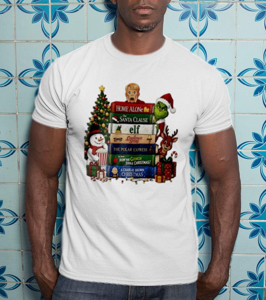 Home Alone Grinch Elf Polar Express Santa Claus Christmas Story Charlie Brown Movies Stack T-Shirt