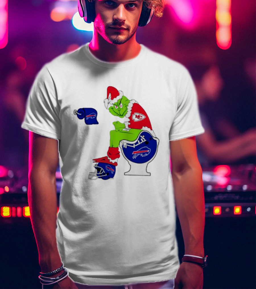 Kansas City Chiefs Grinch Sitting On Buffalo Bills Toilet Football T-Shirt