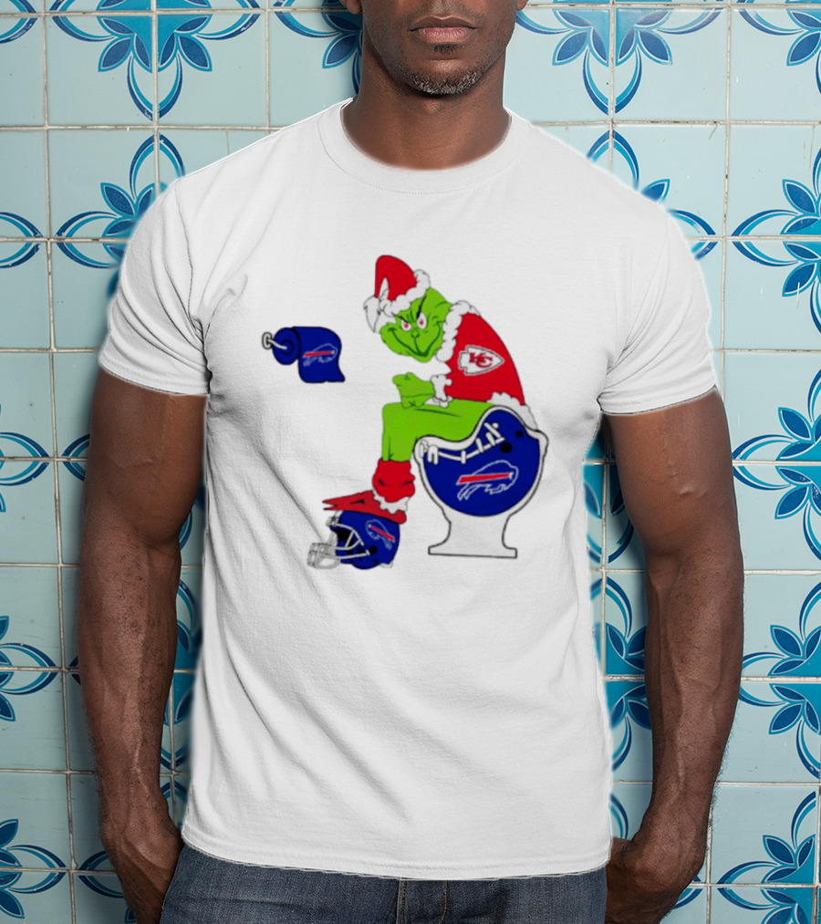 Kansas City Chiefs Grinch Sitting On Buffalo Bills Toilet Football T-Shirt