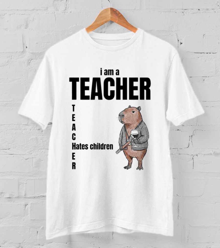 I Am A Teacher Hates Children Capybara Teacher T-Shirt