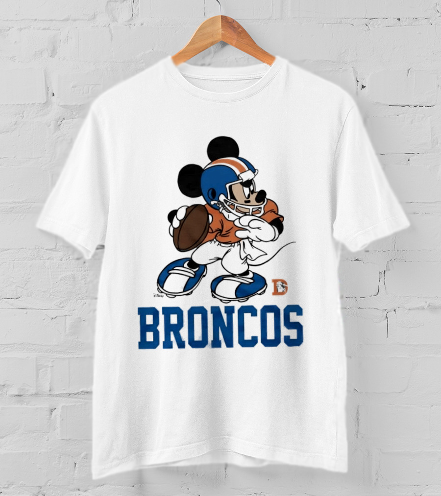 Mickey Mouse Denver Broncos Quarterback Broncos D Football T-Shirt