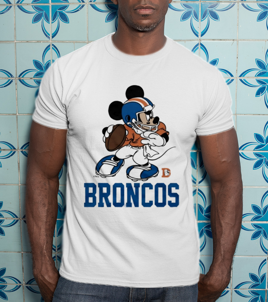 Mickey Mouse Denver Broncos Quarterback Broncos D Football T-Shirt