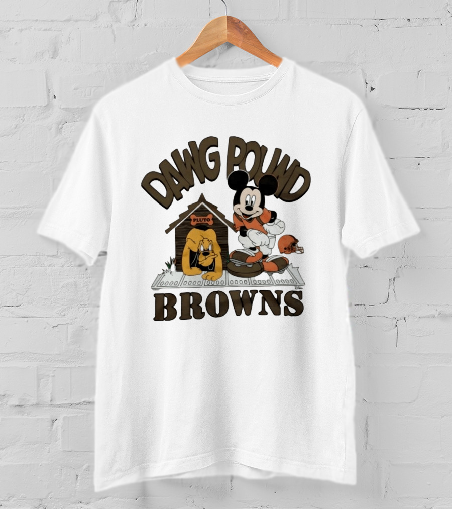 Mickey Mouse Pluto Cleveland Browns Dawg Pound T-Shirt