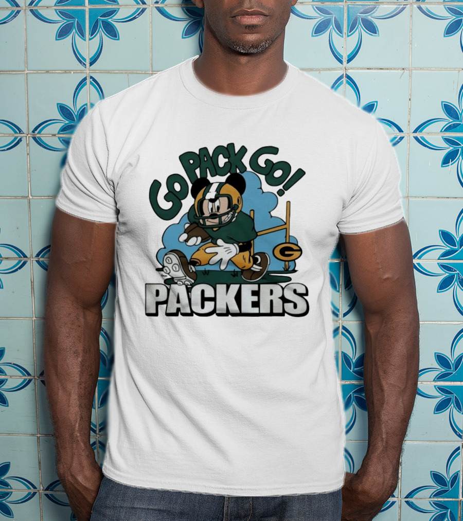 Mickey Mouse Green Bay Packers Go Pack Go Packers T-Shirt