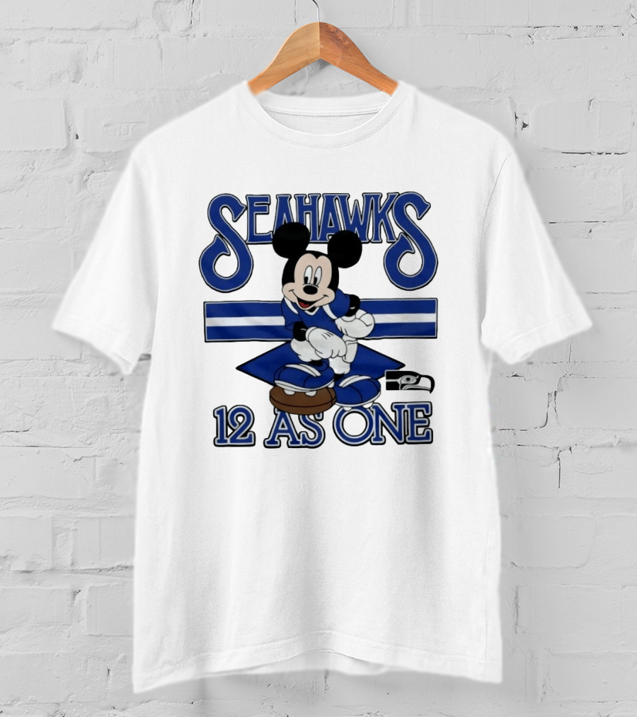 Seahawks Mickey Mouse 12 As One Football Collaboration T-Shirt