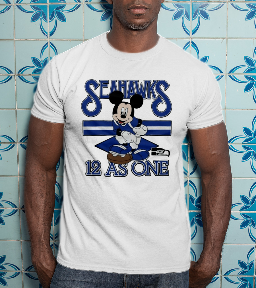 Seahawks Mickey Mouse 12 As One Football Collaboration T-Shirt