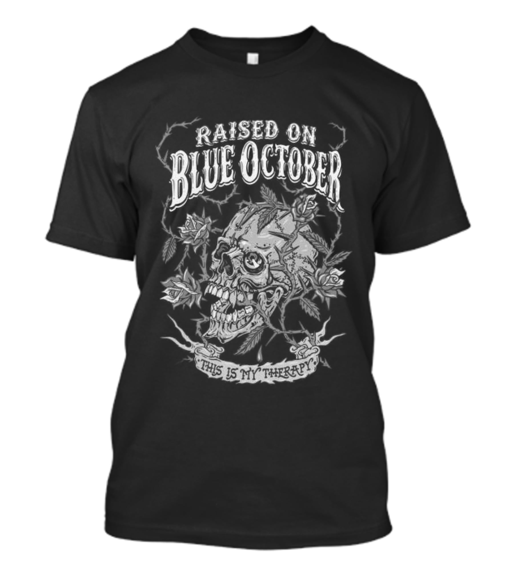 Raised On Blue October Skeleton Floral T-Shirt