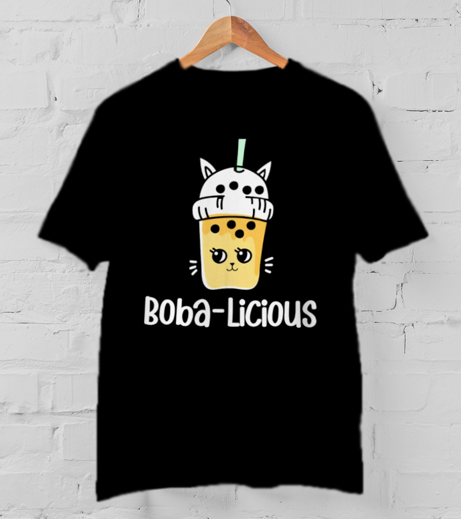 Boba Licious Cute Cat Milk Tea Kawaii Bubble Tea Drink T-Shirt