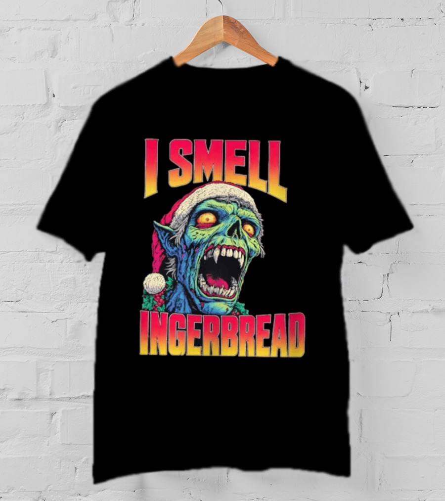 I Smell Gingerbread Christmas Zombie Santa T-Shirt