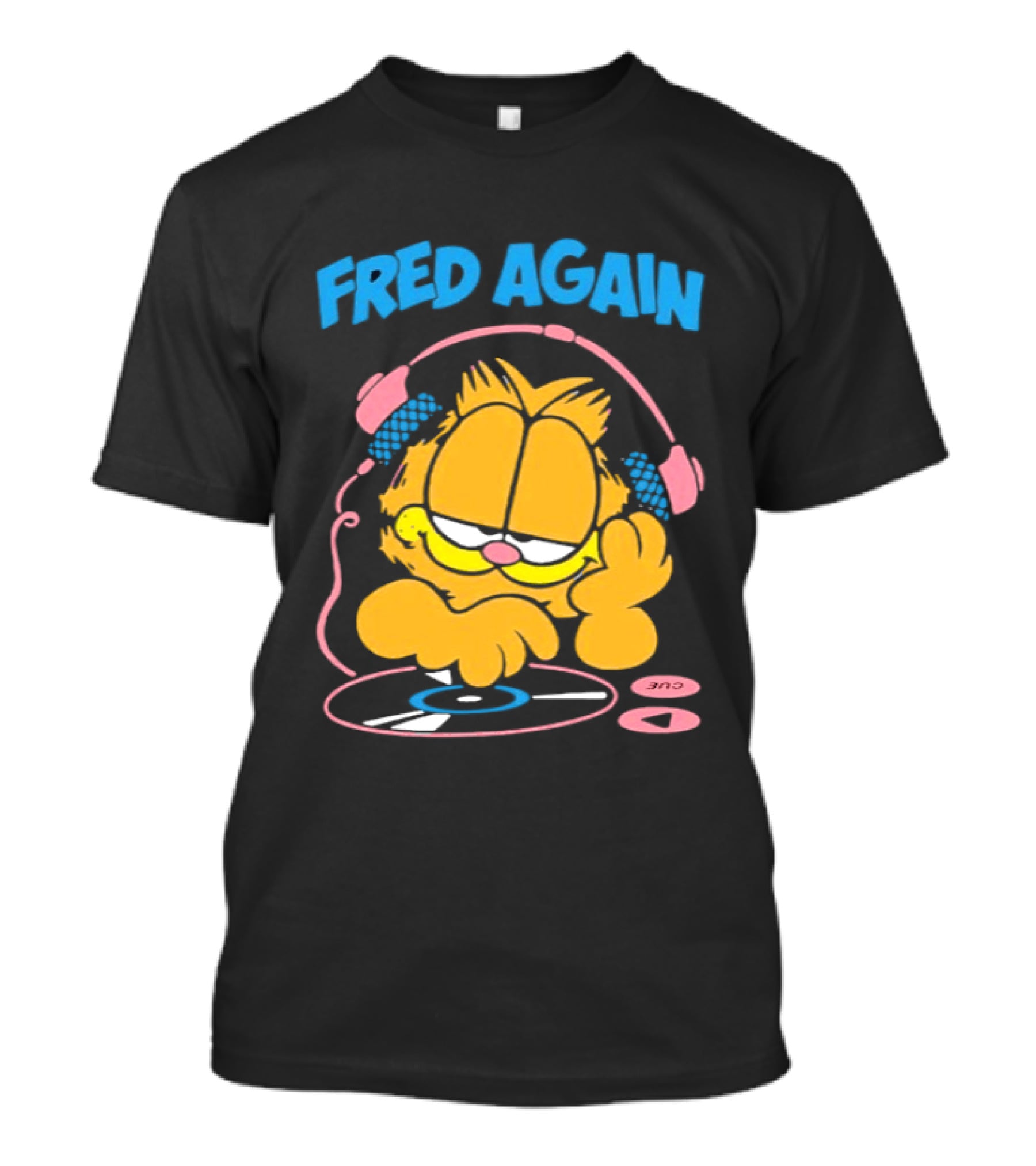 Fred Again DJ Cartoon Cat With Headphones T-Shirt