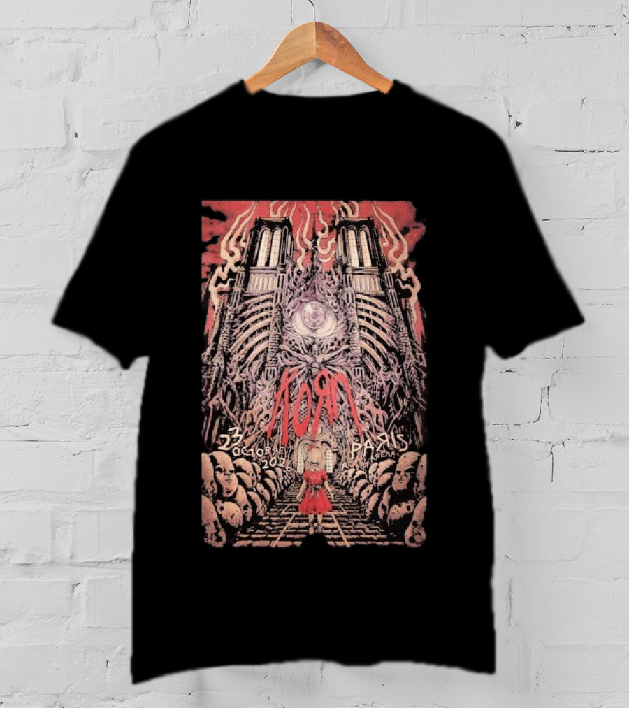 Korn Notre Dame Cathedral Paris October 23 2026 Concert Tour T-Shirt