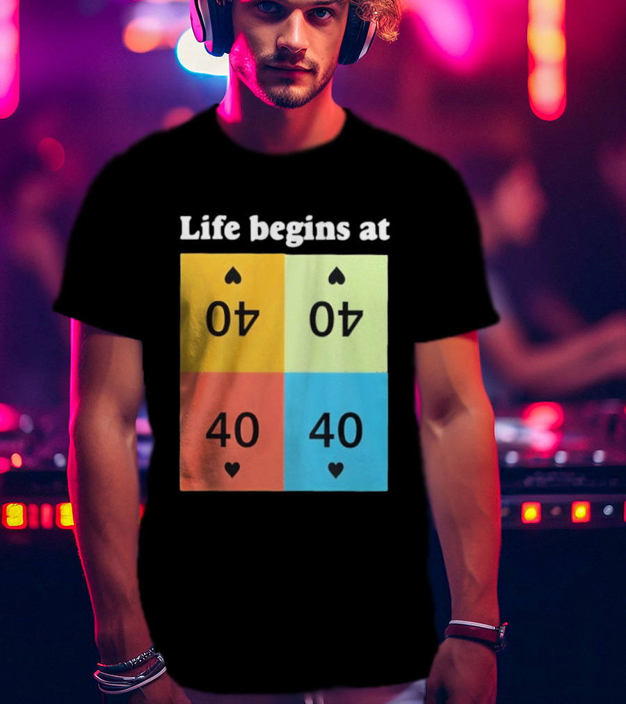 Life Begins At 40 Colorful Spade Cards T-Shirt