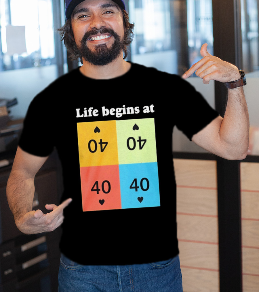 Life Begins At 40 Colorful Spade Cards T-Shirt