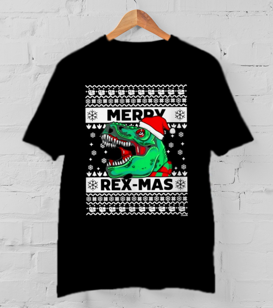 Merry Rex Mas Rex Dinosaur Christmas Ugly Sweater T-Shirt