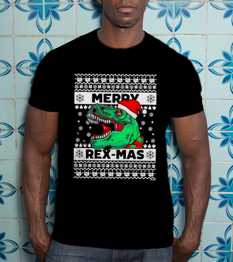 Merry Rex Mas Rex Dinosaur Christmas Ugly Sweater T-Shirt