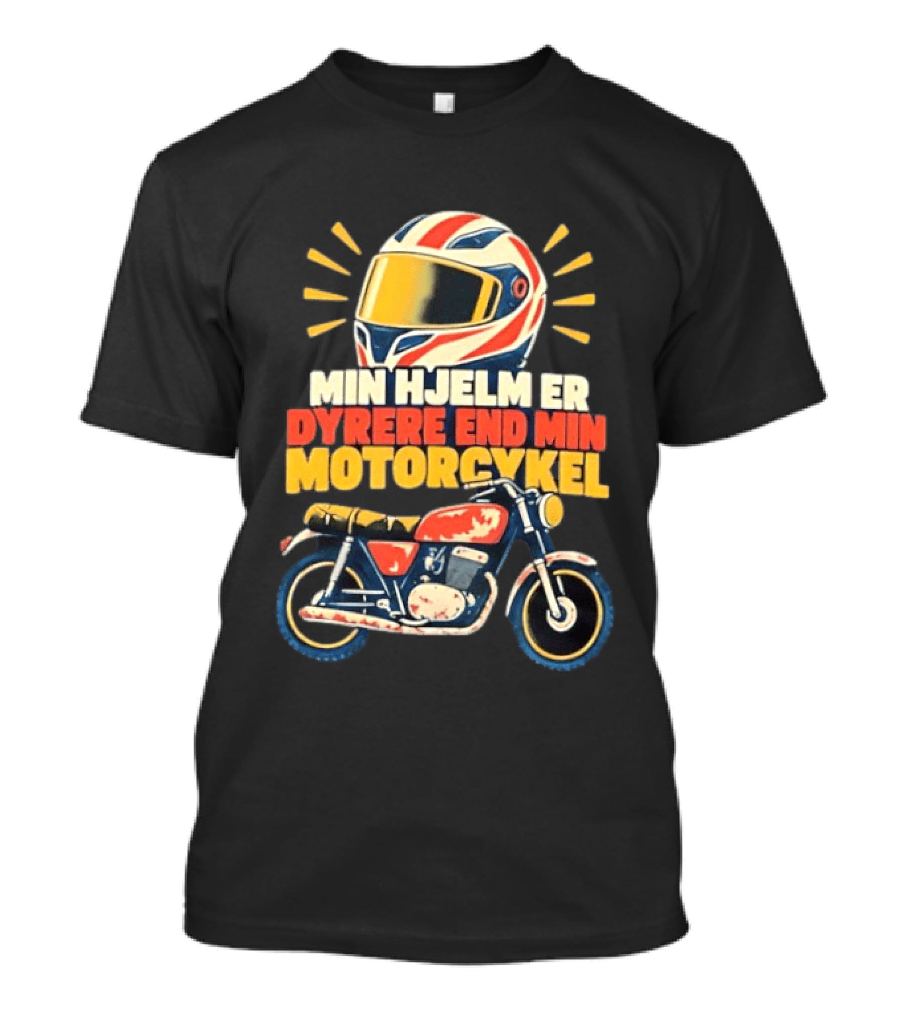 Min Hjelm Er Dyrere End Min Motorcykel Retro Motorcycle Helmet Biker T-Shirt