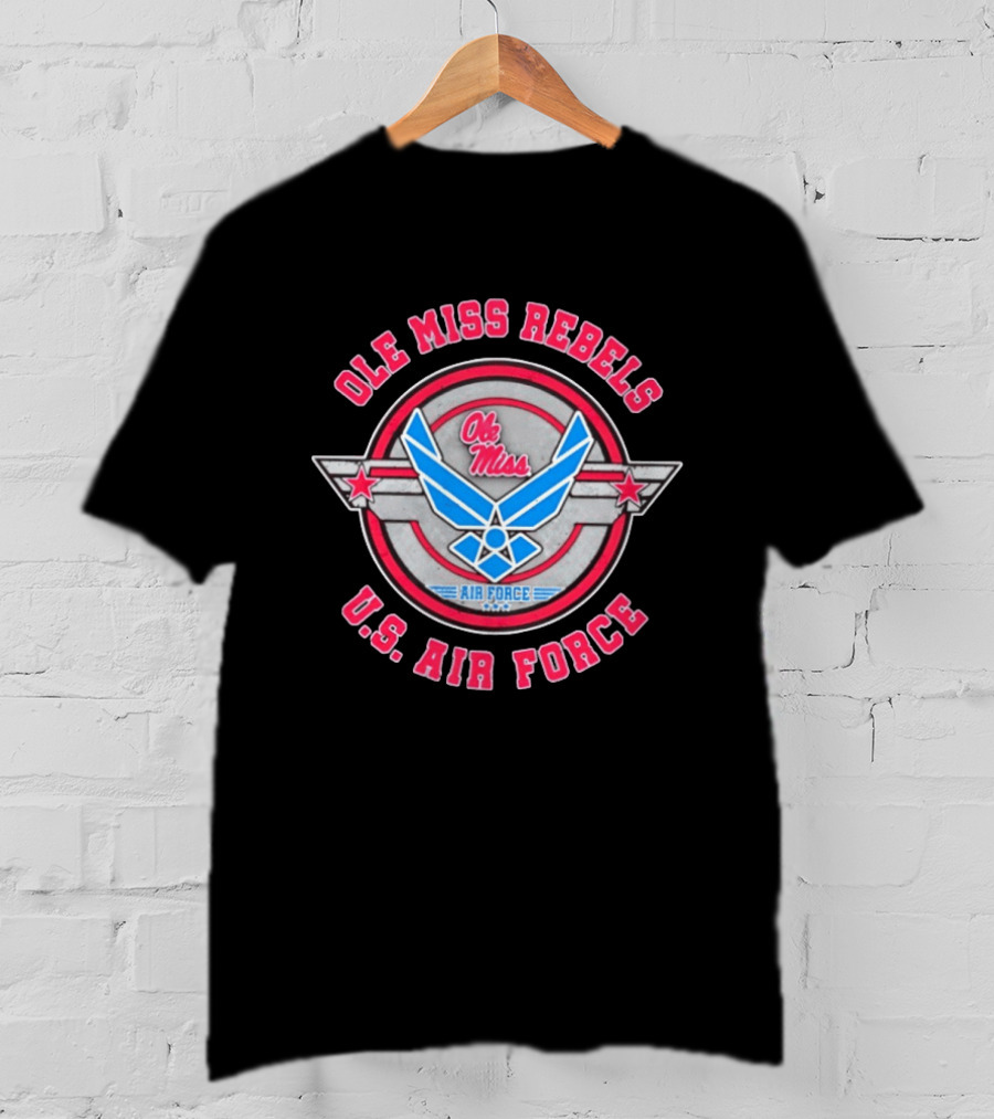 Ole Miss Rebels U.S. Air Force Collaboration With Military Insignia And Winged Star T-Shirt
