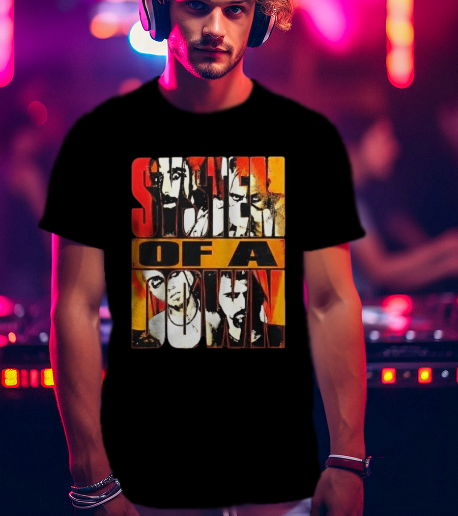 System Of A Down Face Collage Sick New World Festival Texas 2026 Heavy Metal Rock Band T-Shirt