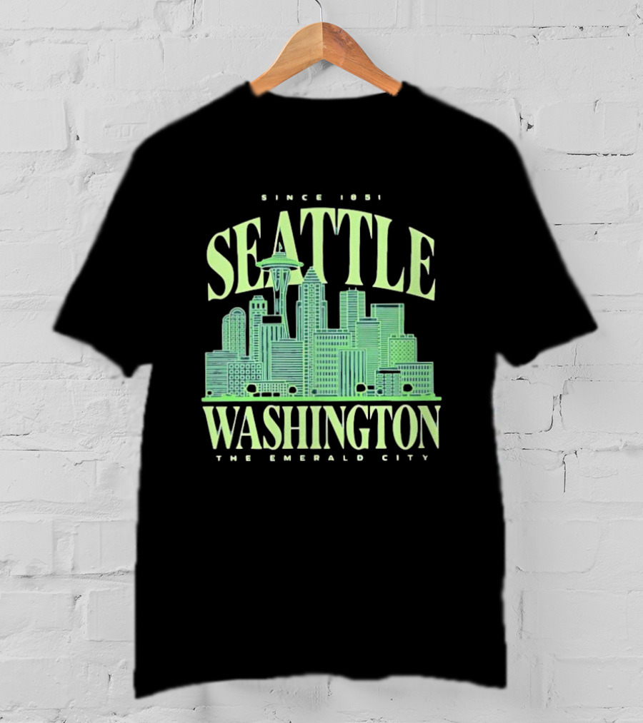 Seattle Washington Since 1851 The Emerald City Skyline T-Shirt