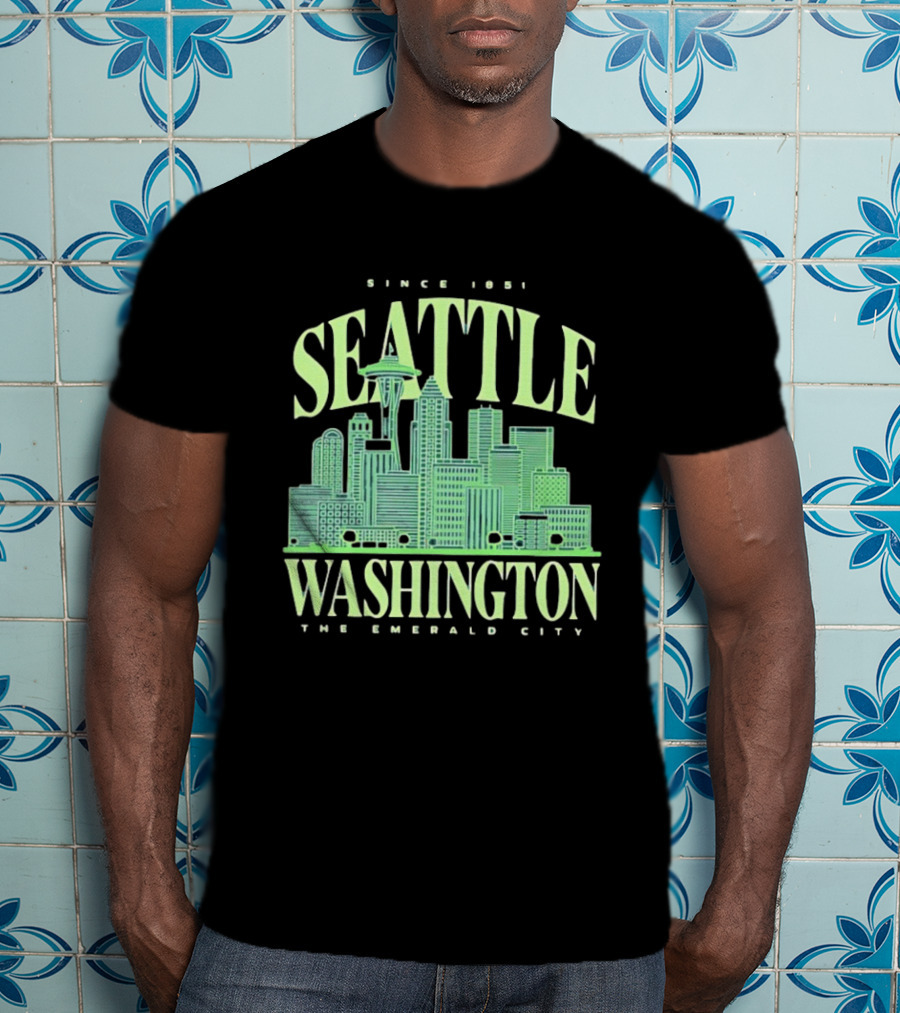 Seattle Washington Since 1851 The Emerald City Skyline T-Shirt