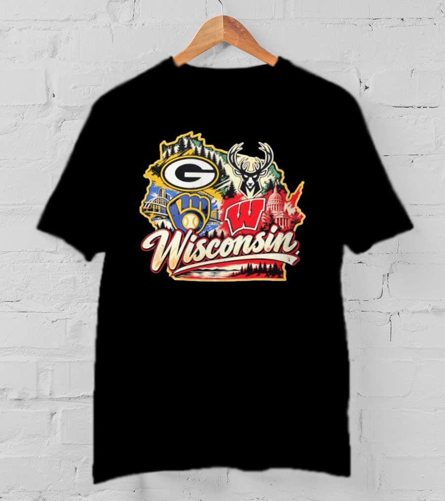 Wisconsin Green Bay Brewers Badgers Bucks State Capitol Landmarks T-Shirt