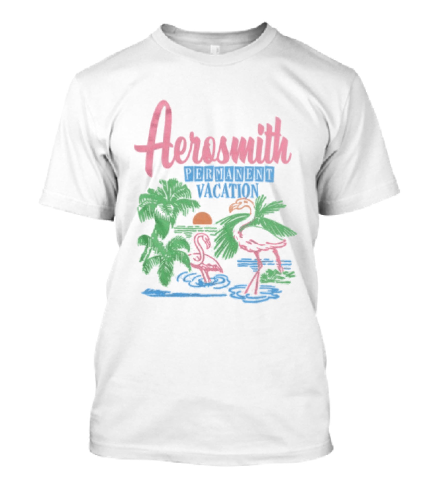 Aerosmith Permanent Vacation Flamingo Tropical Paradise T-Shirt