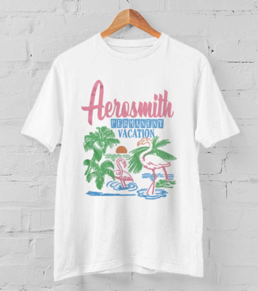 Aerosmith Permanent Vacation Flamingo Tropical Paradise T-Shirt