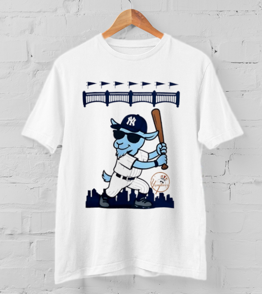 GOAT USA New York Yankees Home Run Baseball Goat Cartoon T-Shirt