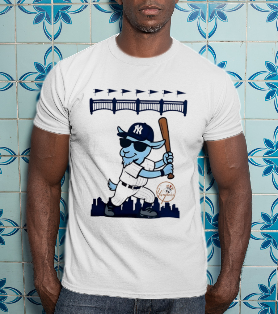 GOAT USA New York Yankees Home Run Baseball Goat Cartoon T-Shirt