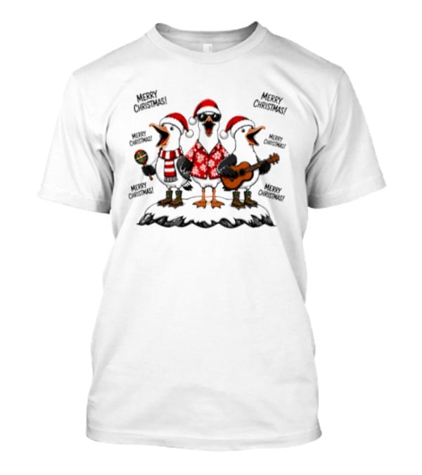 Merry Christmas Seagulls Singing Trio Holiday Birds Jingle T-Shirt