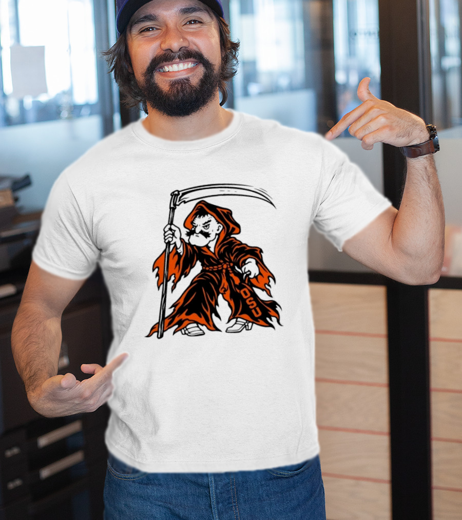 Oklahoma State Cowboys OSU Grim Reaper Halloween Scythe T-Shirt