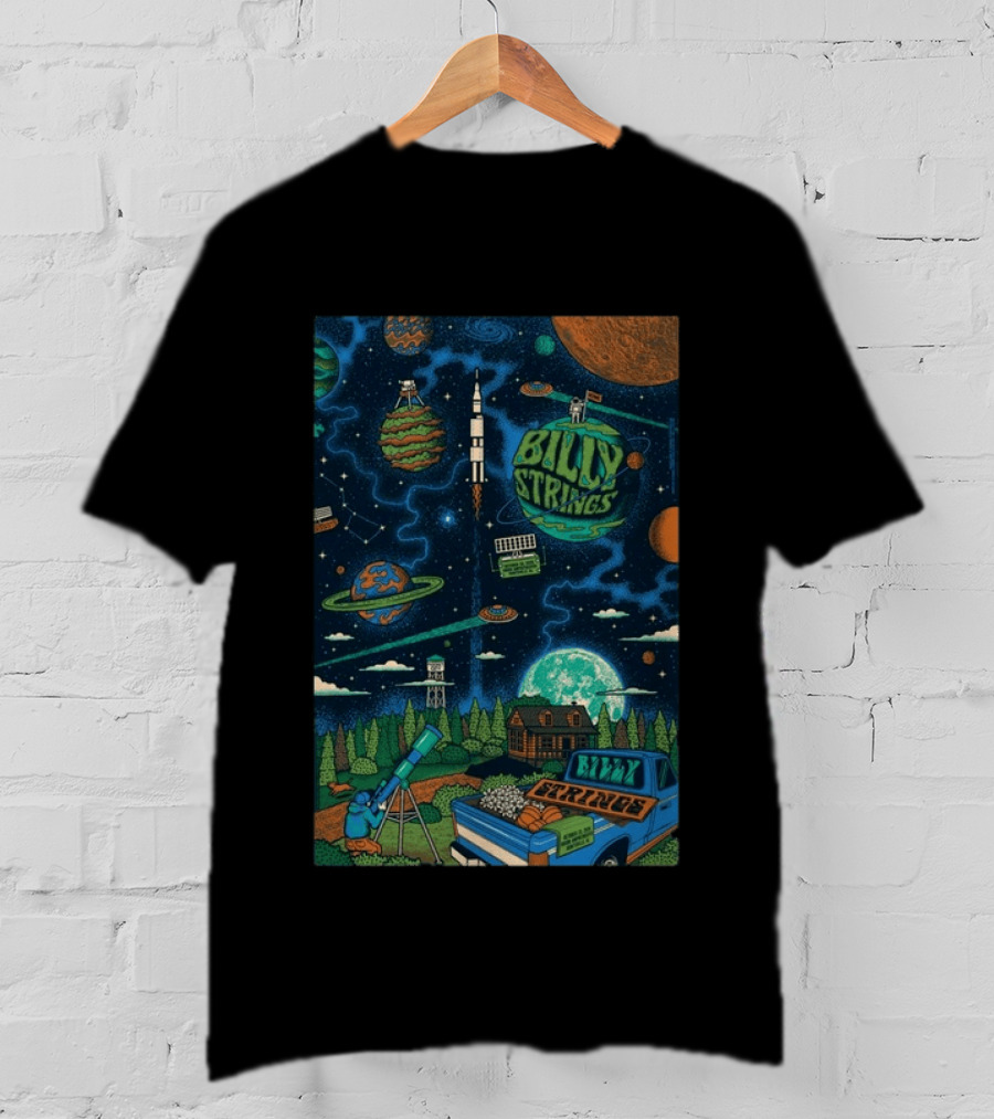 Billy Strings October 23 24 2026 Orion Amphitheater Huntsville Alabama Space Rocket Planets Telescope T-Shirt