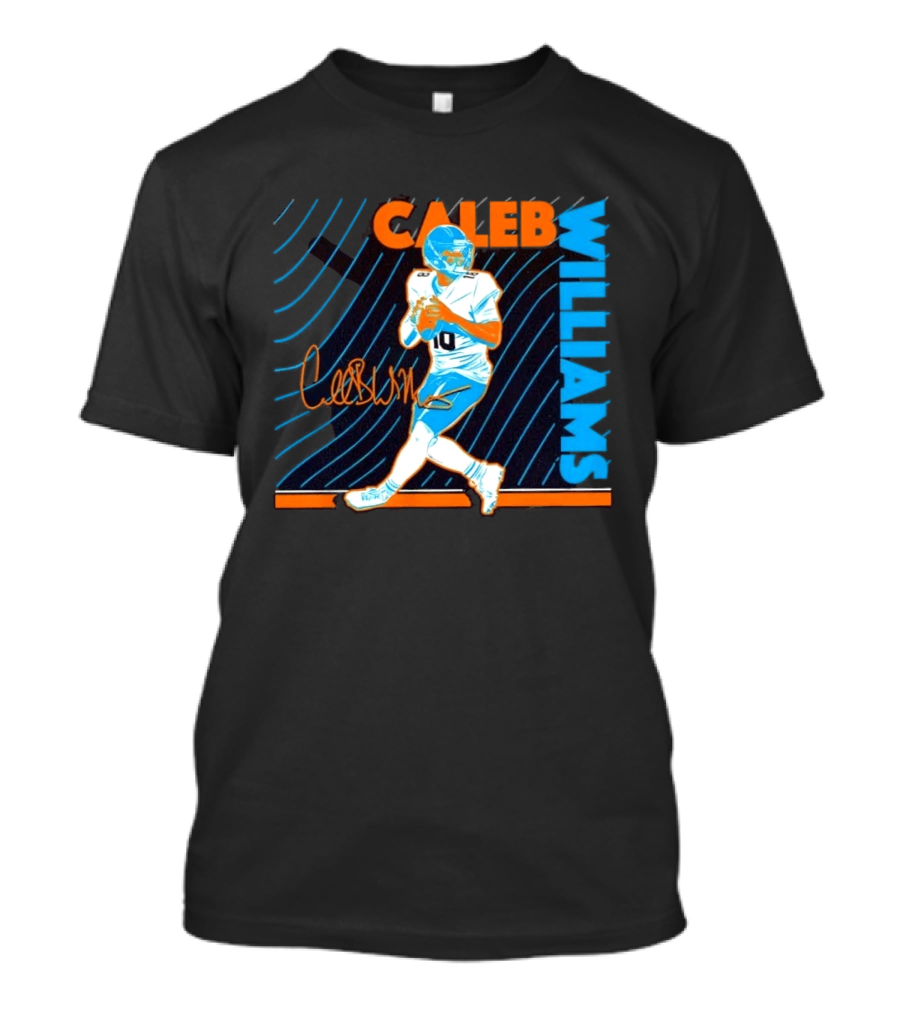 Caleb Williams Chicago Bears No 10 Neon Nights Football Player Signature T-Shirt