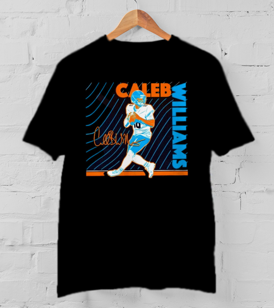 Caleb Williams Chicago Bears No 10 Neon Nights Football Player Signature T-Shirt