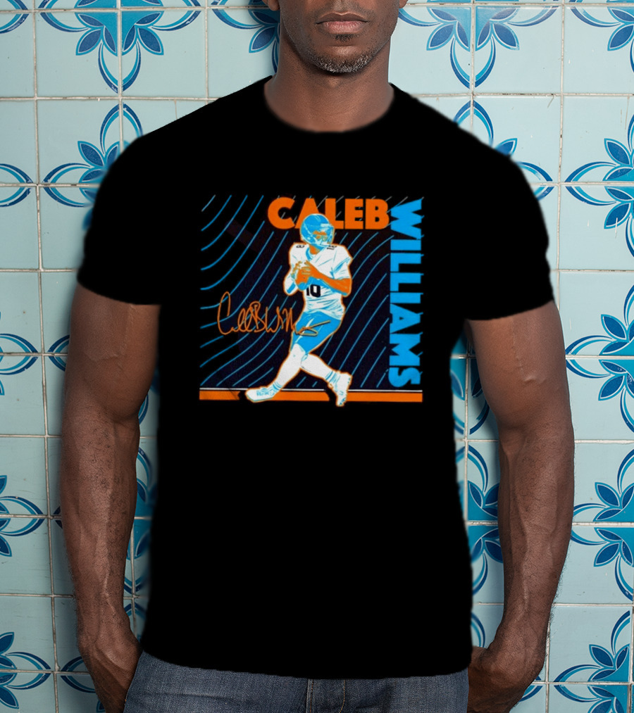 Caleb Williams Chicago Bears No 10 Neon Nights Football Player Signature T-Shirt