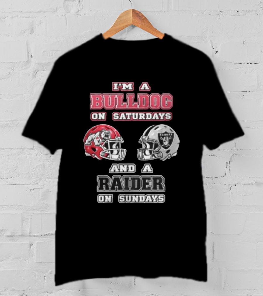 I'm A Bulldog On Saturdays And A Raider On Sundays Football Helmets T-Shirt