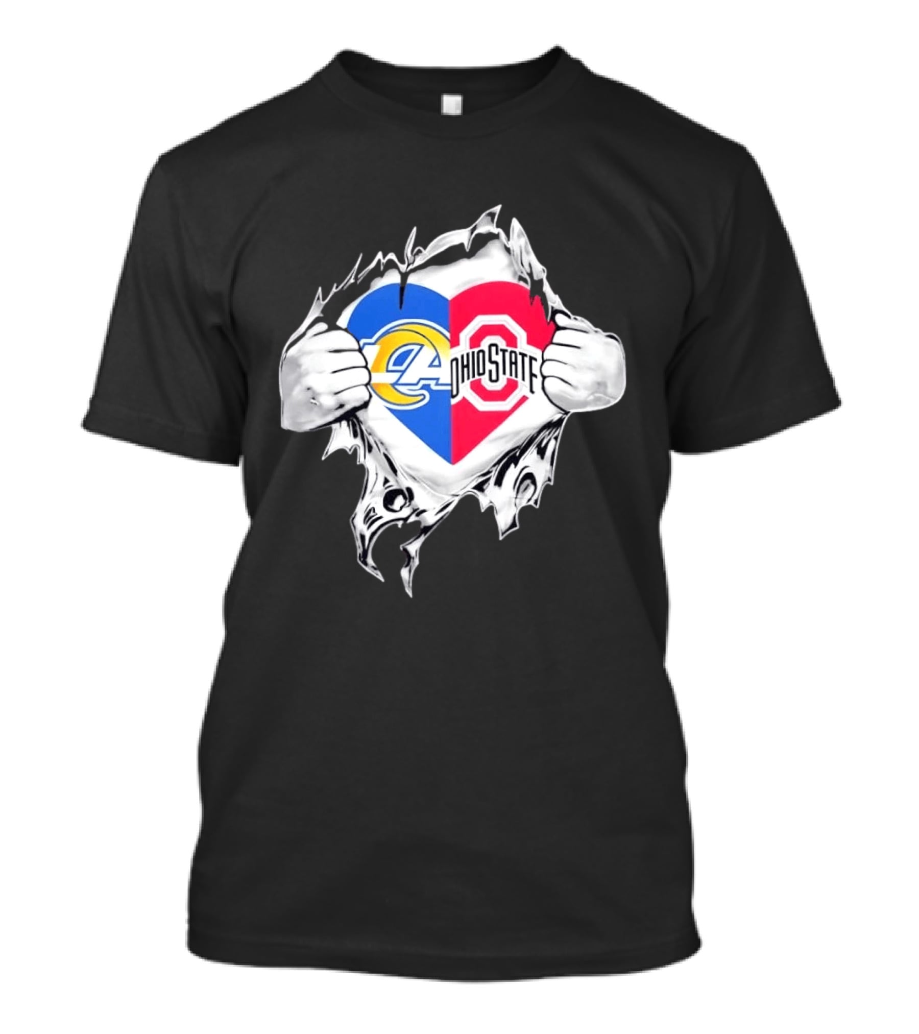 Los Angeles Rams Ohio State Split Heart Hands T-Shirt