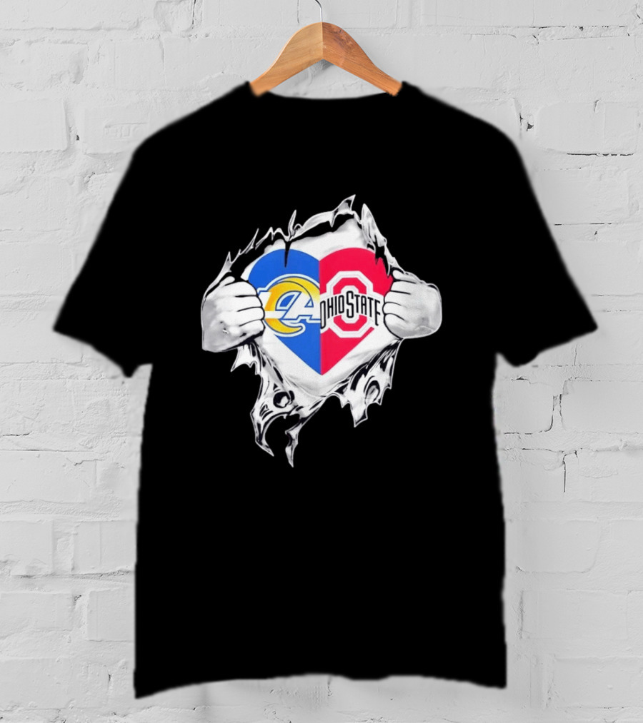 Los Angeles Rams Ohio State Split Heart Hands T-Shirt