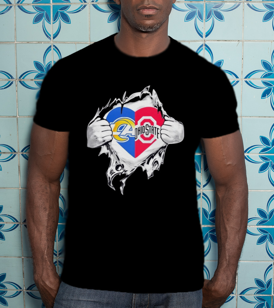 Los Angeles Rams Ohio State Split Heart Hands T-Shirt