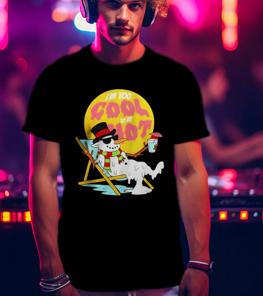 I'm Too Cool To Be Hot Goat USA Snowman T-Shirt
