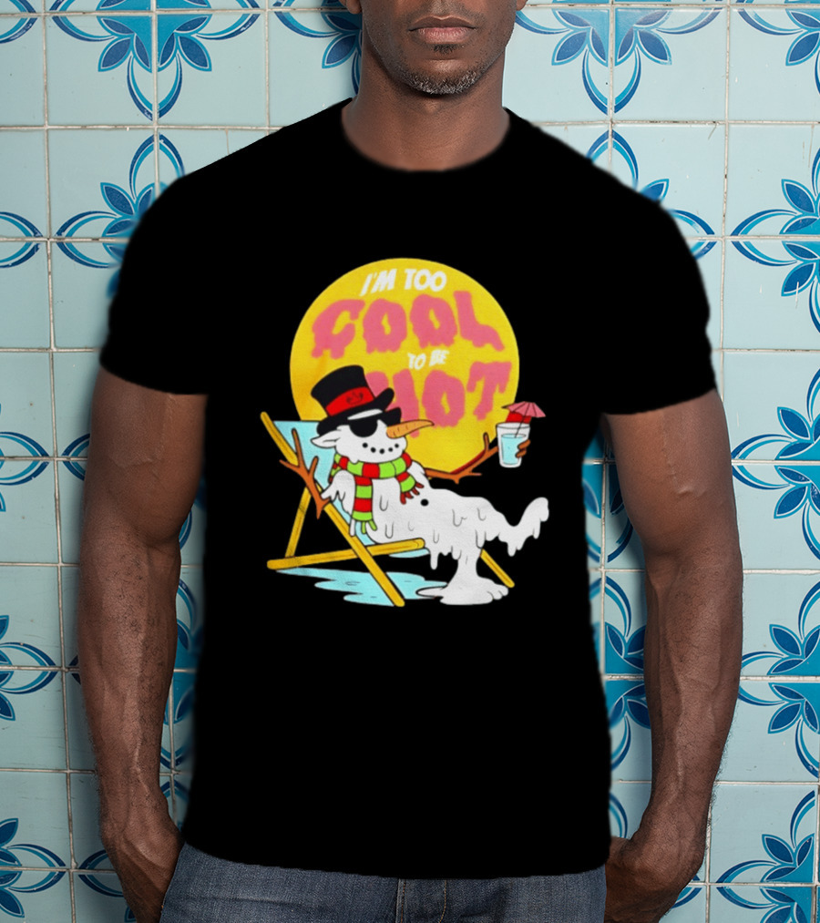 I'm Too Cool To Be Hot Goat USA Snowman T-Shirt
