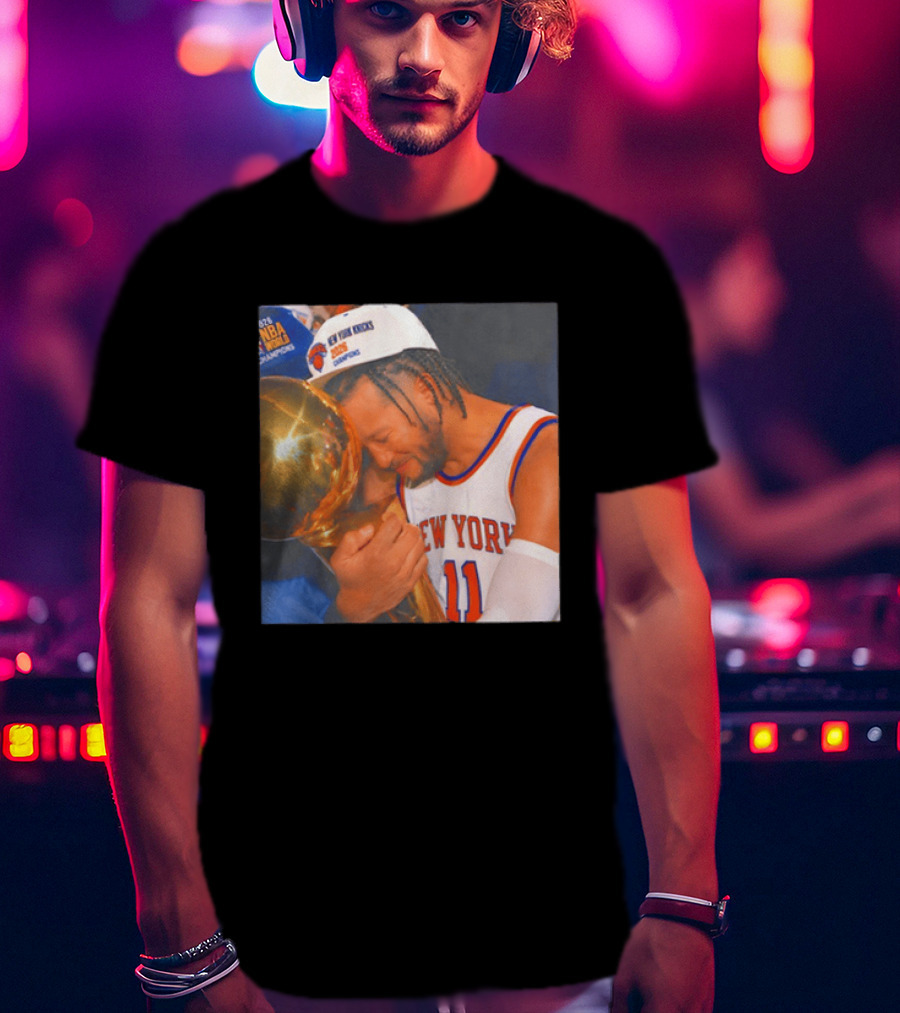 New York Knicks Jalen Brunson 2026 NBA Champions Trophy Moment T-Shirt