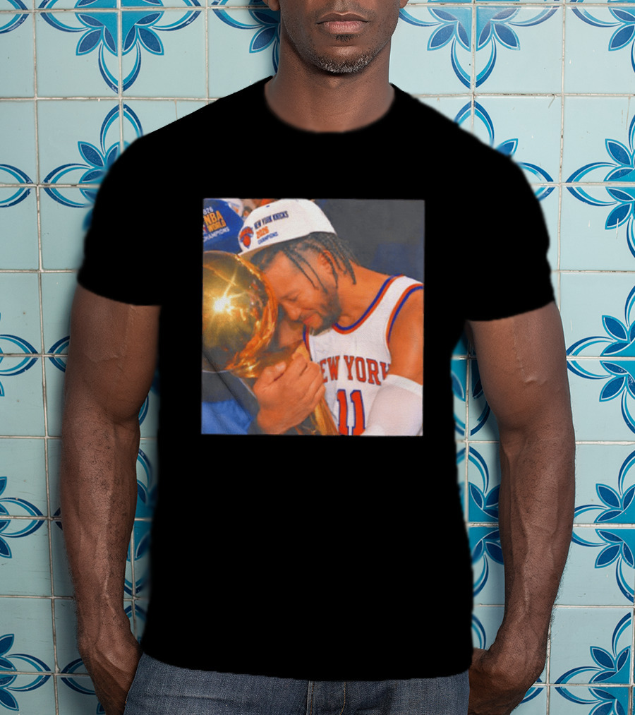 New York Knicks Jalen Brunson 2026 NBA Champions Trophy Moment T-Shirt